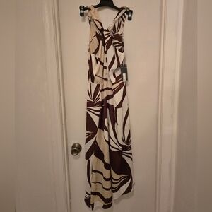 Chic Brown and White Halter Dress